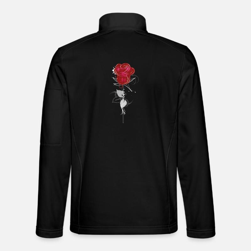 Zeichnung einer roten Rose - Unisex Softshelljacke - Schwarz