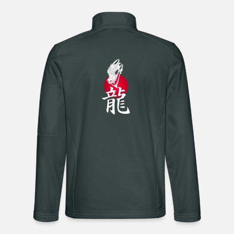 Japanese white dragon and red sun Unisex Softshell Jacket