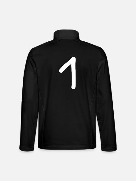 1 number one number white birthday - Unisex Softshell Jacket - black - Back