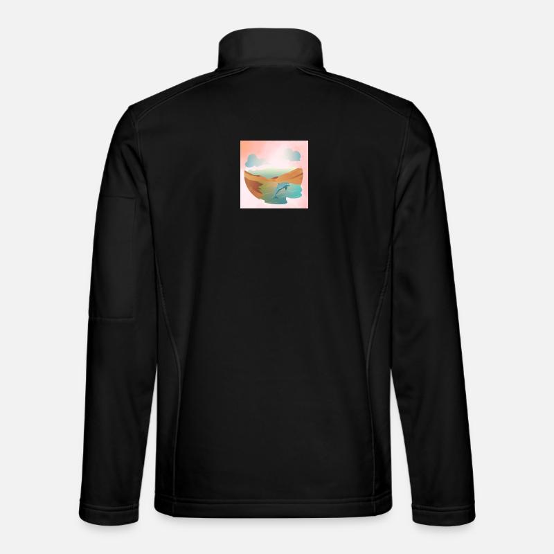 Dolphin in seascape - Unisex Softshell Jacket - black