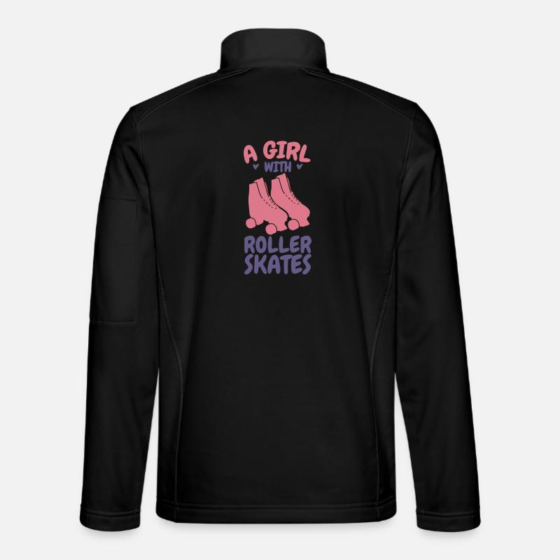 A girl with roller skates - Unisex Softshell Jacket - black