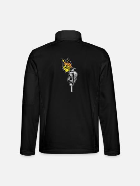 Butterfly Singer Microphone Singing - Unisex Softshell Jacket - black