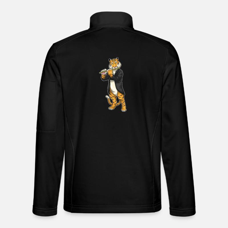 Tiger Musician Flute Music - Unisex Softshell Jacket - black
