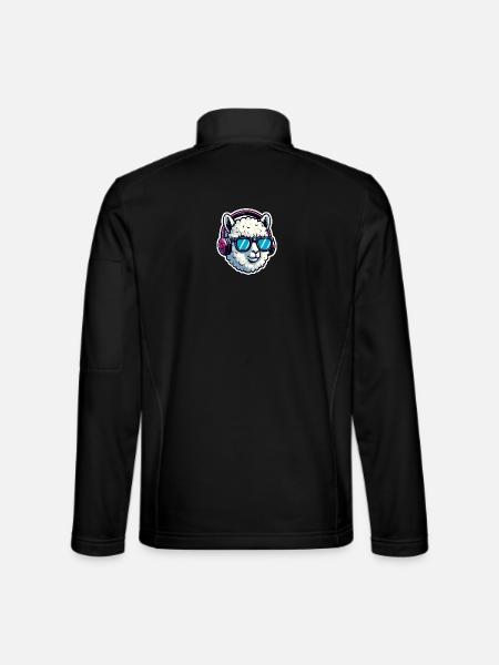 Alpakka med solbriller og hodetelefoner - Unisex softshell-jakke - svart