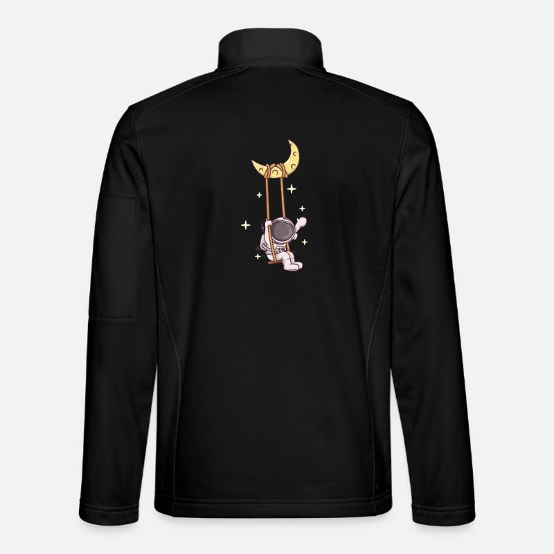 Astronaut Swing on Crescent Moon - Unisex Softshell Jacket - black