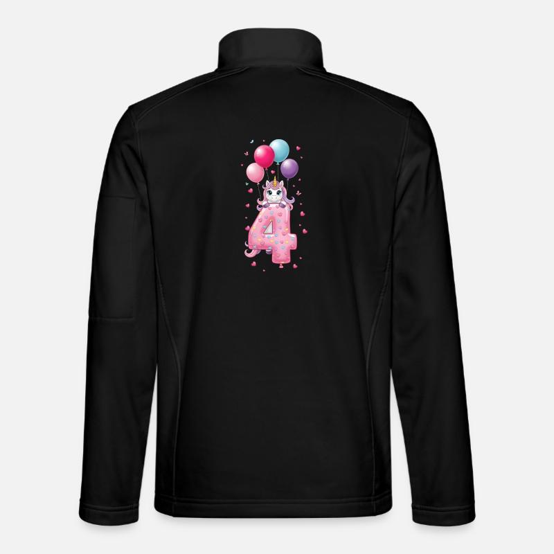 4e anniversaire de Fille Mignonne Licorne 4e Veste en tissu softshell Unisexe