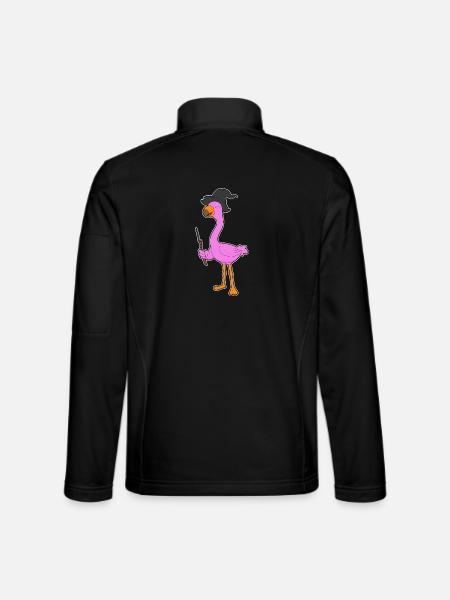 Flamingo Hexe Hexenhut - Unisex Softshelljacke - Schwarz