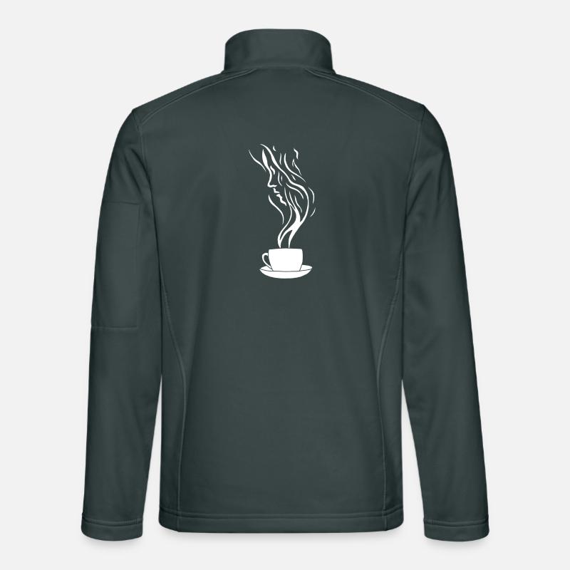 Ein Gesicht und eine Tasse Kaffee Unisex Softshelljacke