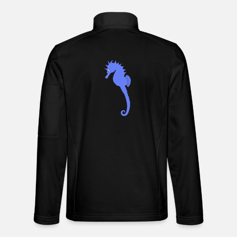 Impression d’art ludique d’hippocampe bleu - Veste en tissu softshell Unisexe - noir