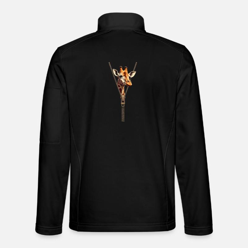 Stylized Giraffe with Zipper - Unisex Softshell Jacket - black