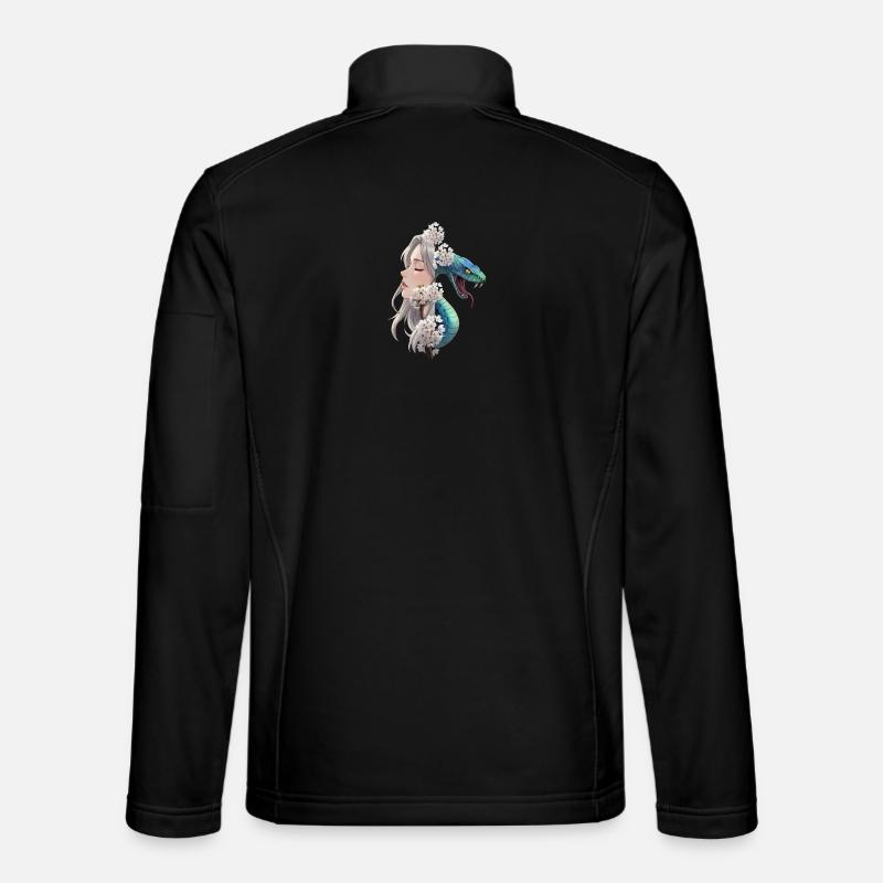 Mystical Woman with Snake Motif - Unisex Softshell Jacket - black