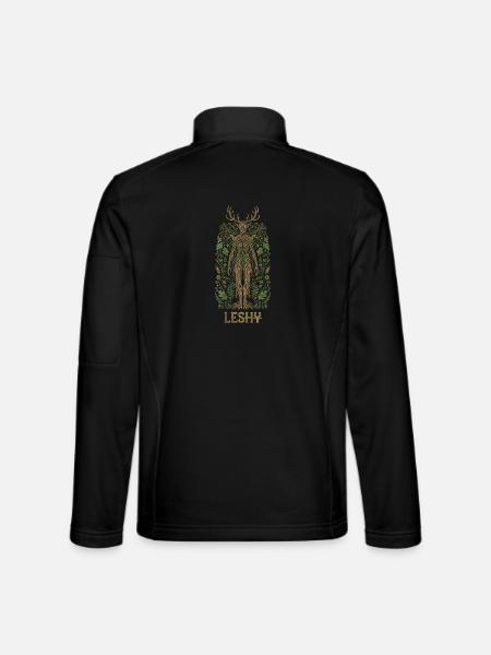 Leshy Slavic Forest Guardian Art - Unisex Softshell Jacket - black