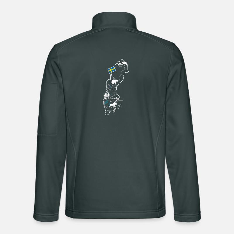 Carte de la Suède avec orignal et drapeau Veste en tissu softshell Unisexe
