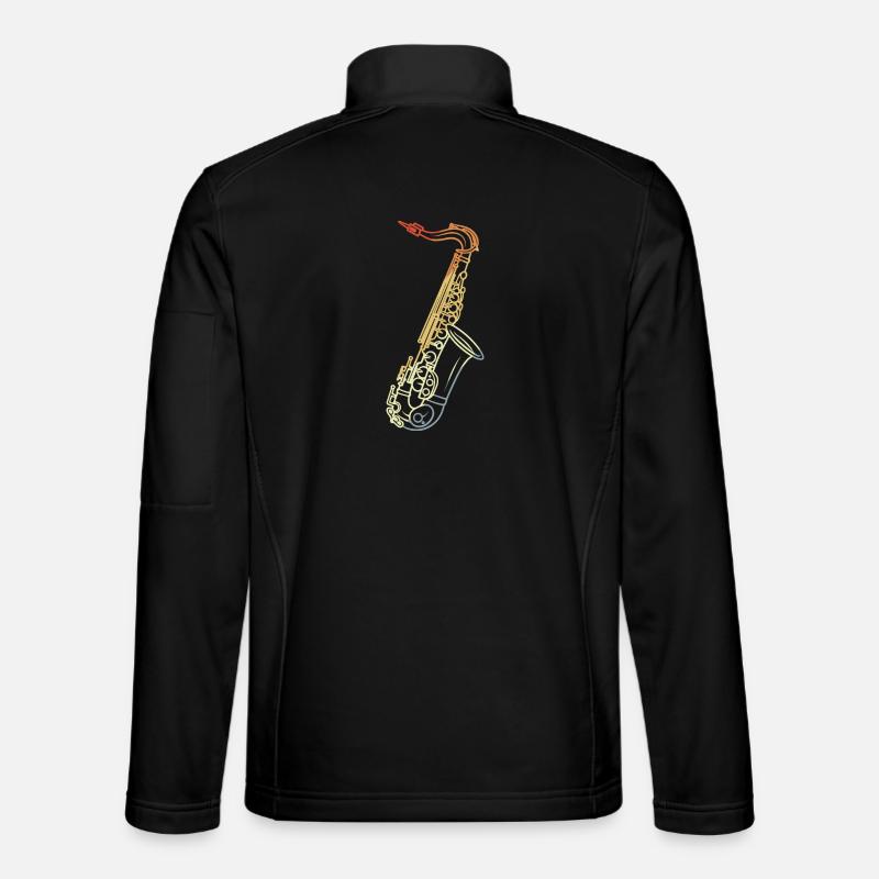 Saxophone Line Art Retro - Unisex Softshell Jacket - black