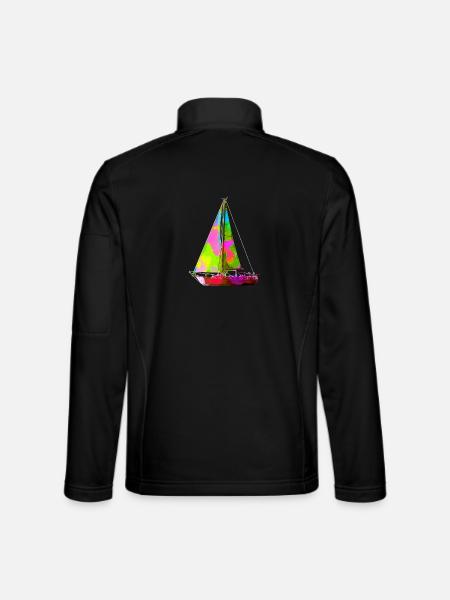Buntes Segelboot - Unisex Softshelljacke - Schwarz