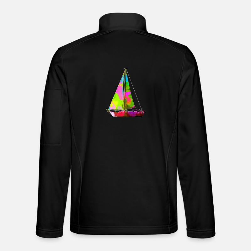 Buntes Segelboot - Unisex Softshelljacke - Schwarz