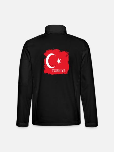 Turkish flag on clothes Turkey flag Türkiye - Unisex Softshell Jacket - black - Back