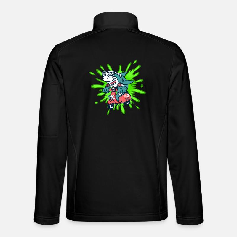 Shark Funny Vélomoteur Cyclomoteur Roller Comic - Veste en tissu softshell Unisexe - noir