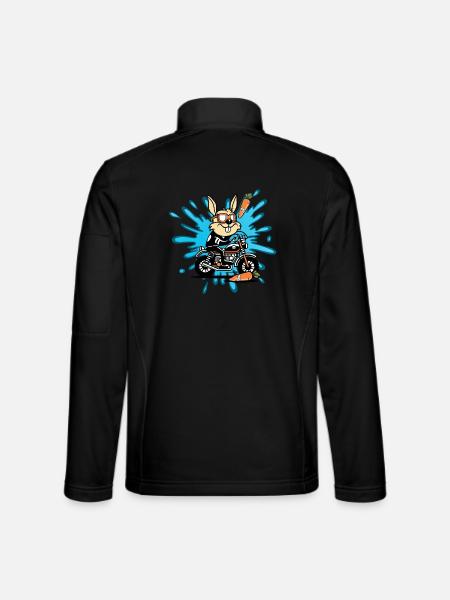 Bunny rabbit motorcycle gift - Unisex Softshell Jacket - black