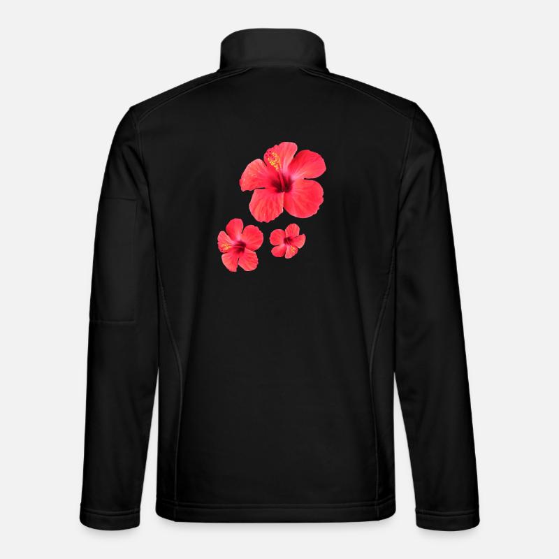 Red Hibiscus Blossoms Triple Unisex Softshell Jacket