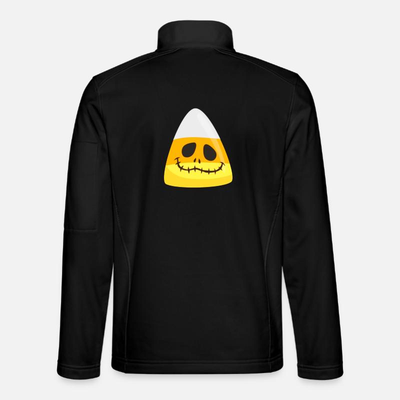 Visage d'émoticône citrouille Halloween Candy Corn Veste en tissu softshell Unisexe