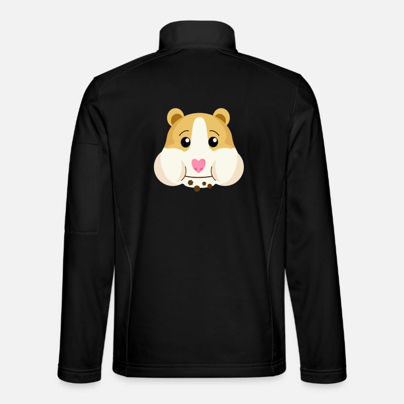 Rolig söt babyhamster Guinea Pig Emoji Emoticon - Softshelljacka unisex - svart