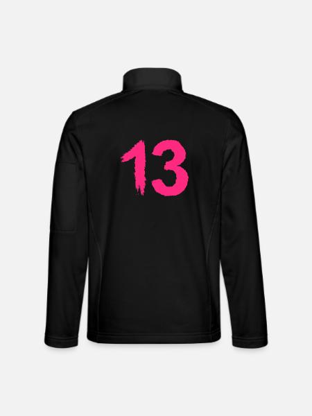 Number 13 Favorite Number Brush Pink - Unisex Softshell Jacket - black - Back