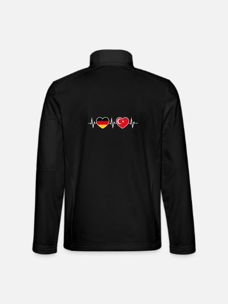 German-Turk Germany Turkey Heart Heartbeat - Unisex Softshell Jacket - black