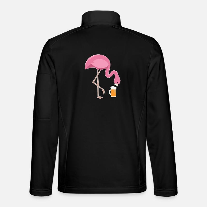 Flamingo Drinking Beer Pink Flamingo - Unisex Softshell Jacket - black