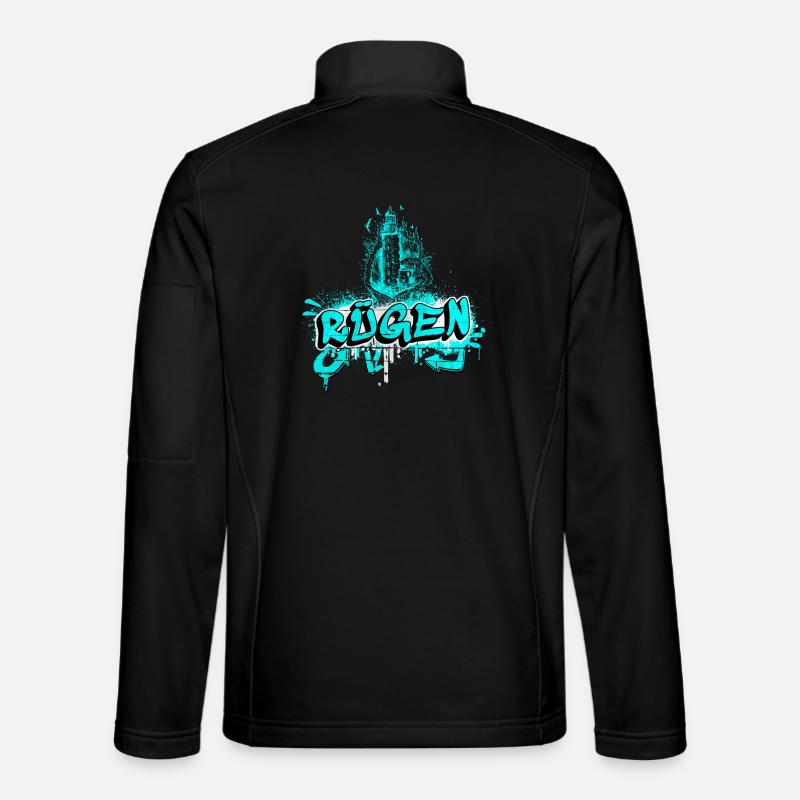 Rügen Graffiti Leuchtturm Design - Unisex Softshelljacke - Schwarz