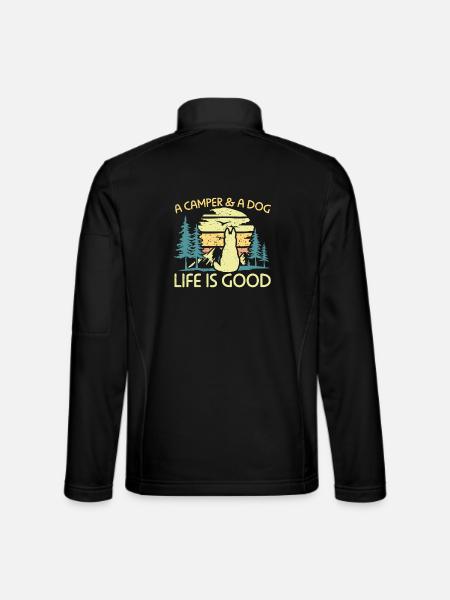 Camping ein Wohnmobil und ein Hundeleben ist gut - Unisex Softshelljacke - Schwarz - Hinten