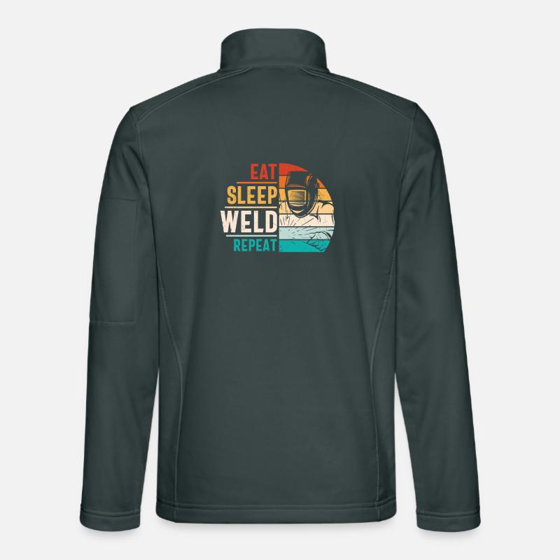 Welder Quote Funny Design Eat Sleep Weld Repeat Unisex Softshell Jacket