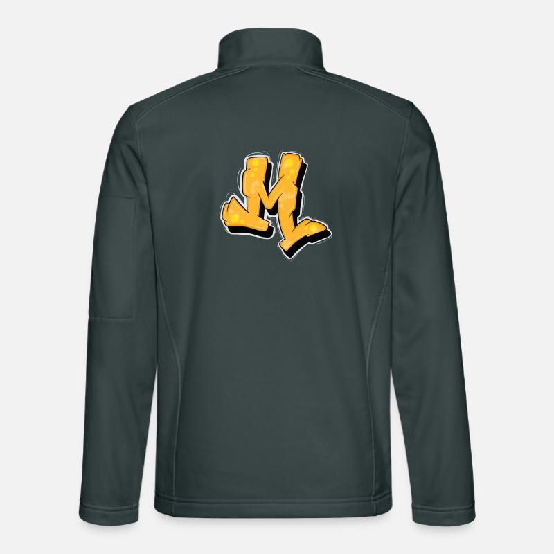 Logo des initiales graffiti jaunes. Veste en tissu softshell Unisexe
