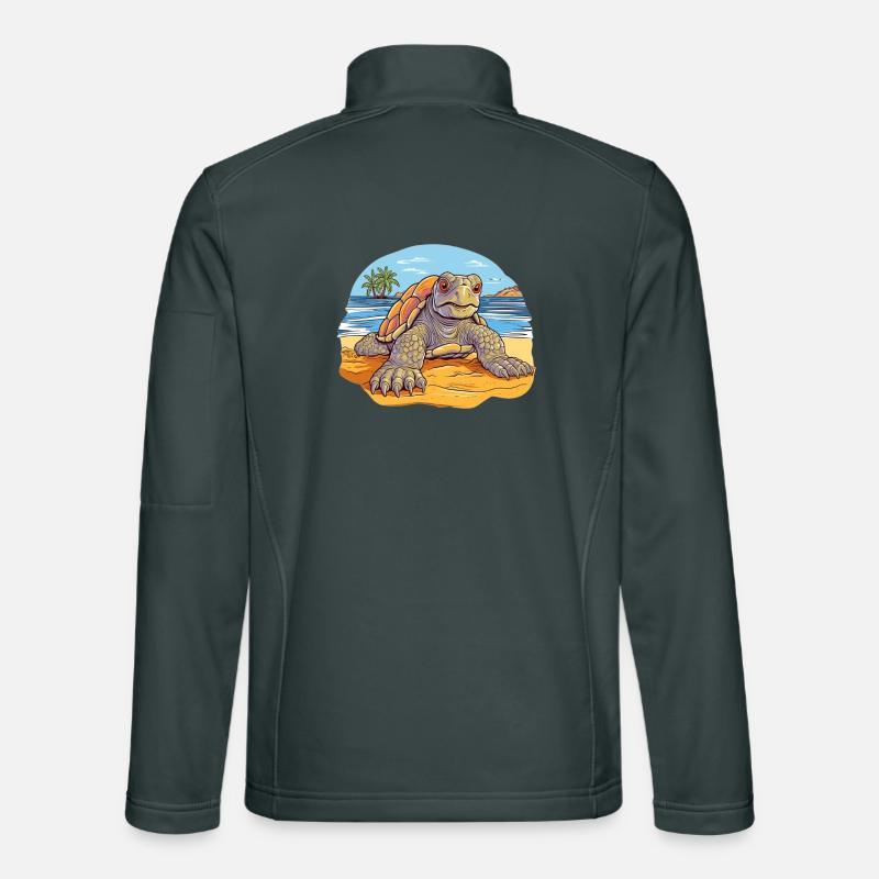 Tortue sur la plage Illustration Veste en tissu softshell Unisexe