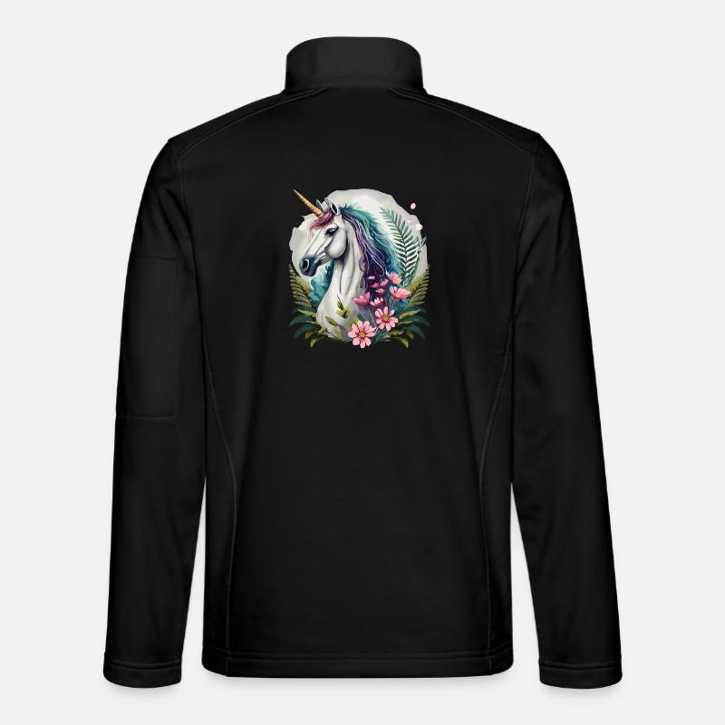 Wunderschönes Einhorn mit Blumen - Unisex Softshelljacke - Schwarz