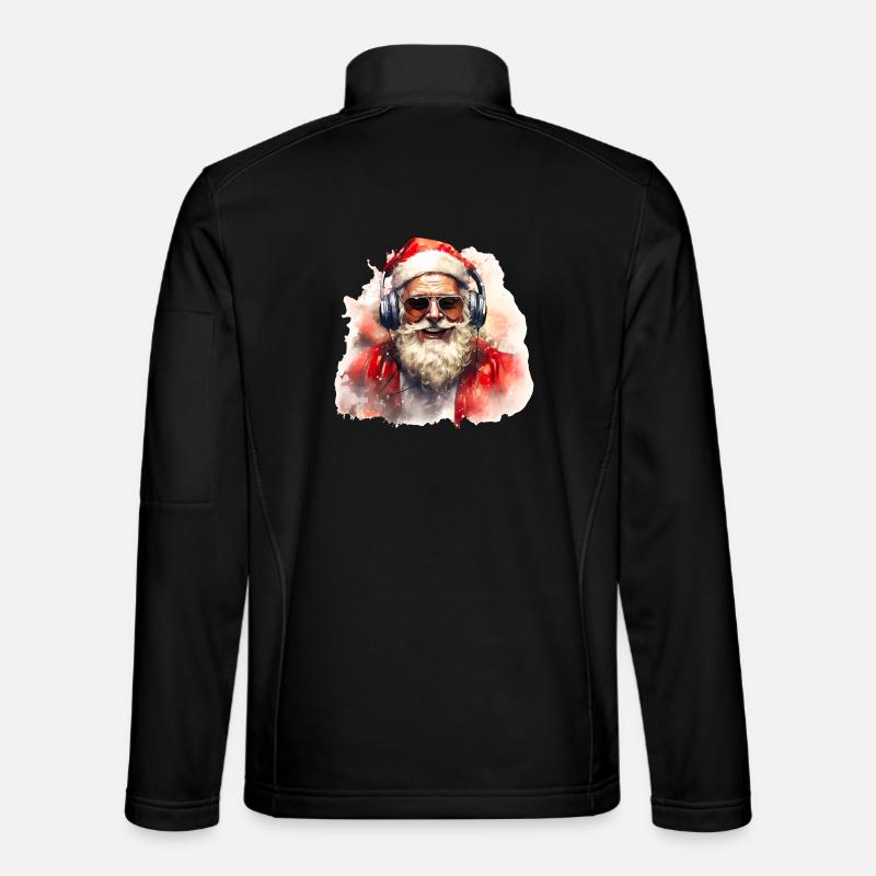 Aquarell Santa mit Headset und Sonnenbrille - Unisex Softshelljacke - Schwarz