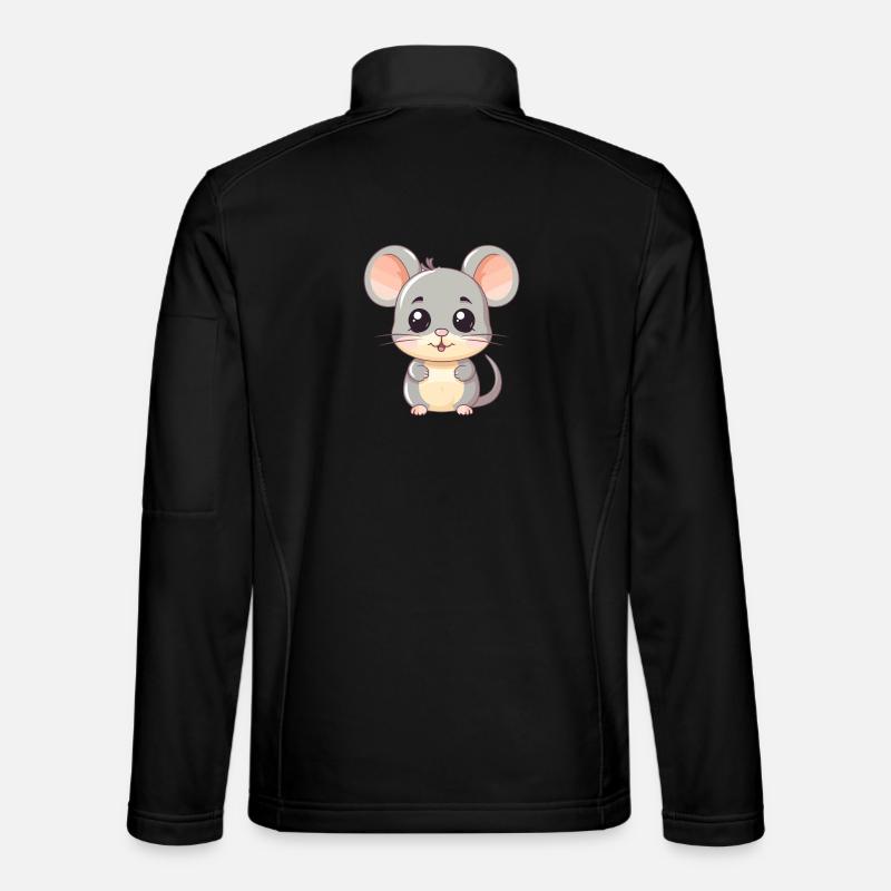 Söt mus Kawaii tecknad akvarell Djurdjur - Softshelljacka unisex - svart
