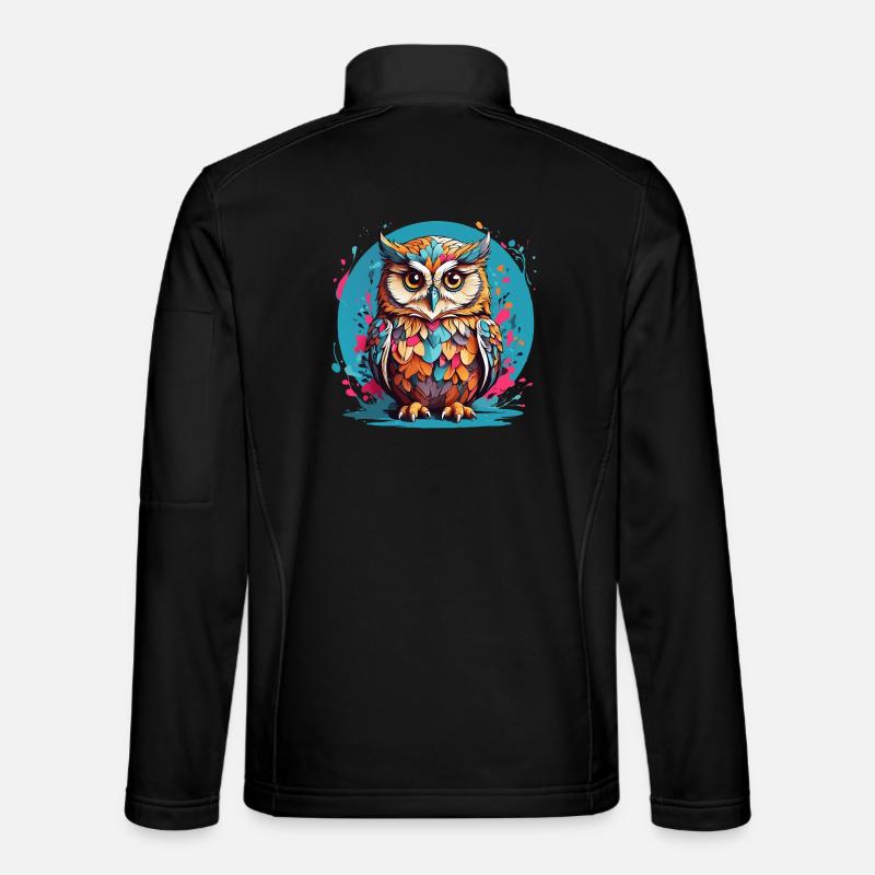 Liebenswerte Eule auf Farbklecksen - Unisex Softshelljacke - Schwarz