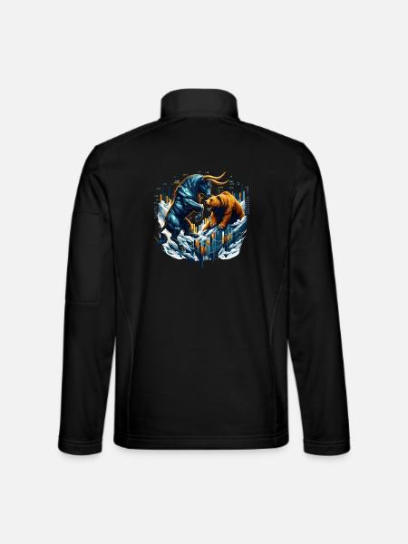 Finance Taurus Bear Fight Wall Street Gift - Unisex Softshell Jacket - black - Back