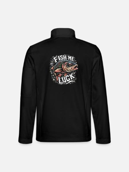 Fish me luck fishing gift - Unisex Softshell Jacket - black