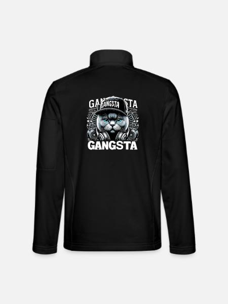 BKH Britisch Kurzhaar Blue Katze Gangsta Gangster - Unisex Softshelljacke - Schwarz - Hinten