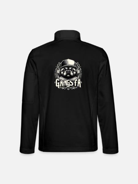 Cadeau de chien pékinois Gangsta Gangster Lionhound - Veste en tissu softshell Unisexe - noir - Dos