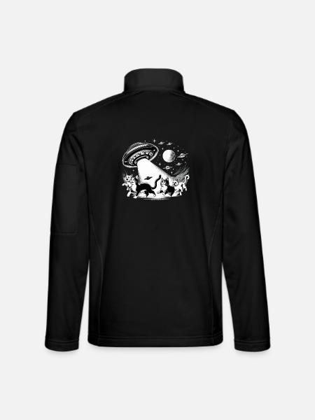 Alien Ufos Ufo Cat Cats Gift - Unisex Softshell Jacket - black