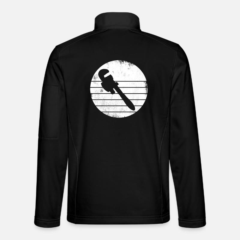 Pipe Wrench Drawing - Unisex Softshell Jacket - black