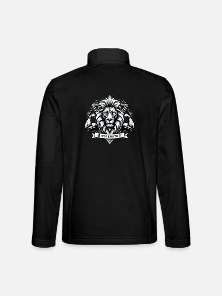 Lion Tête de Lion Géométrie Géométrique Force - Veste en tissu softshell Unisexe - noir - Dos