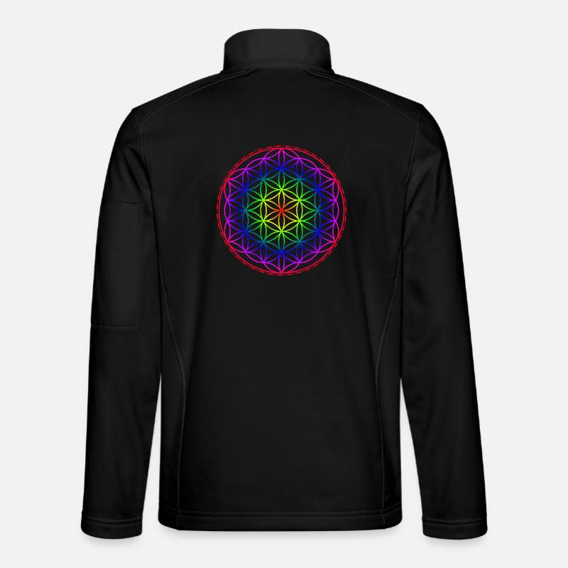 Fleur de vie arc-en-ciel - Veste en tissu softshell Unisexe - noir