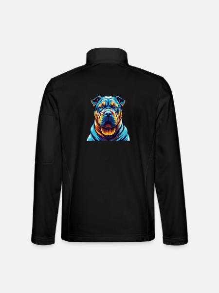 Shar Pei Hunderasse Bunte Karikatur Kawaii - Unisex Softshelljacke - Schwarz - Hinten