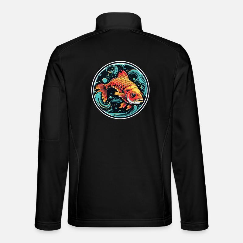 Fisch Illustration - Unisex Softshelljacke - Schwarz