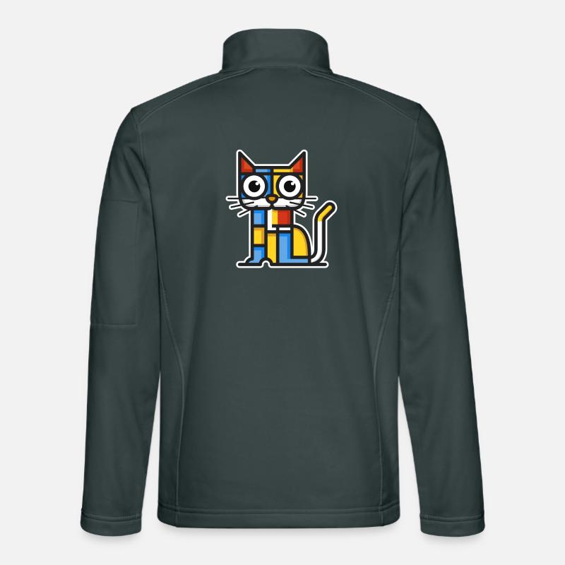 Bunte Illustration einer kubistischen Katze. Unisex Softshelljacke