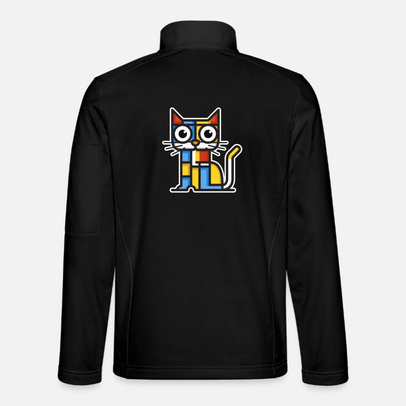Bunte Illustration einer kubistischen Katze. - Unisex Softshelljacke - Schwarz